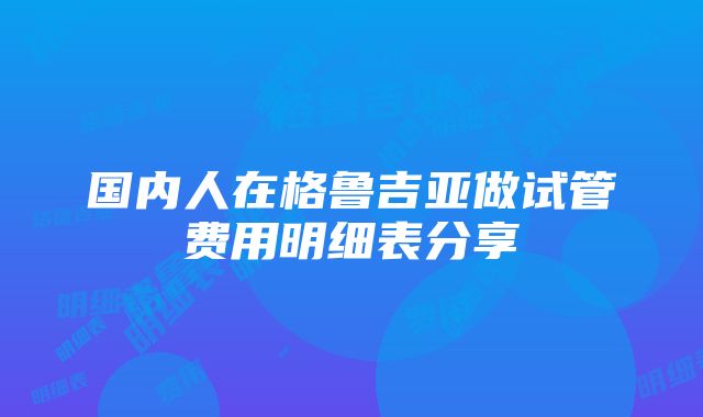 国内人在格鲁吉亚做试管费用明细表分享