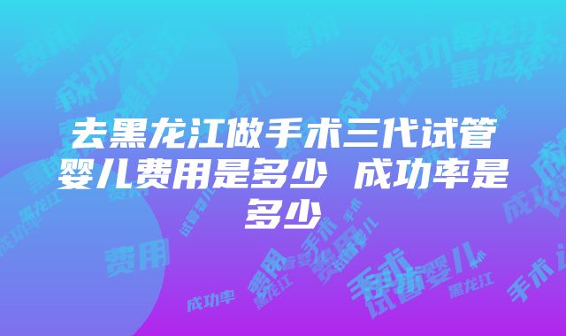 去黑龙江做手术三代试管婴儿费用是多少 成功率是多少