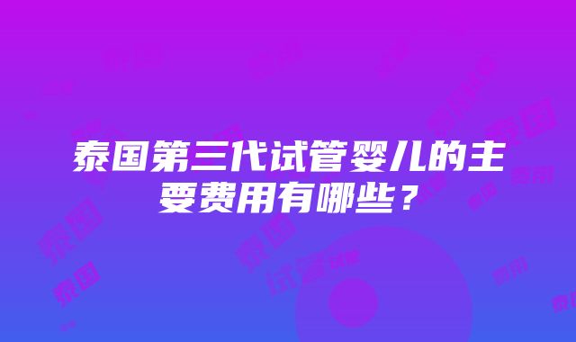 泰国第三代试管婴儿的主要费用有哪些？