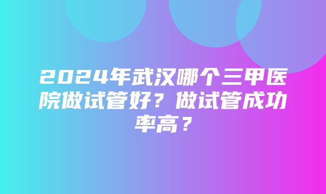 2024年武汉哪个三甲医院做试管好？做试管成功率高？