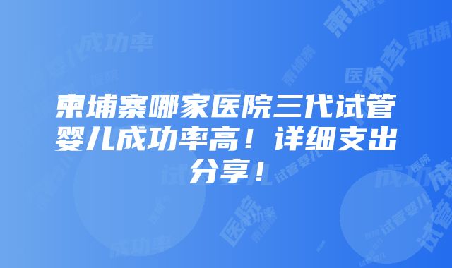 柬埔寨哪家医院三代试管婴儿成功率高！详细支出分享！