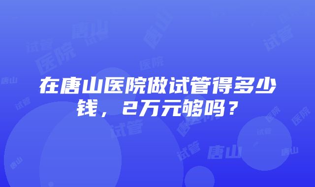 在唐山医院做试管得多少钱，2万元够吗？