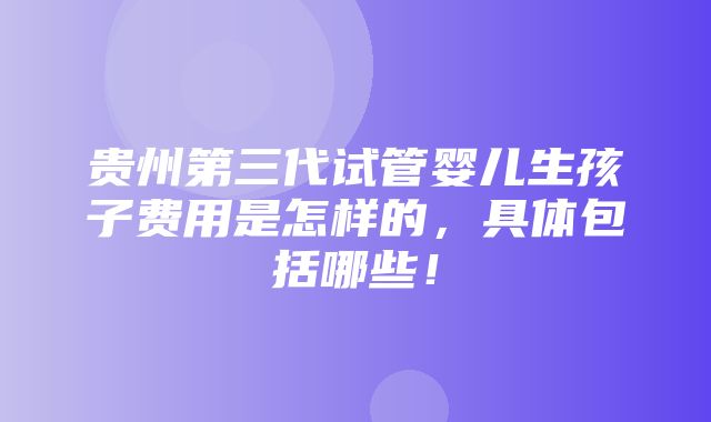 贵州第三代试管婴儿生孩子费用是怎样的，具体包括哪些！