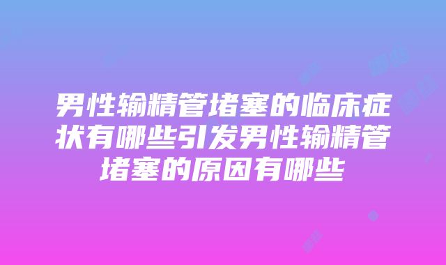 男性输精管堵塞的临床症状有哪些引发男性输精管堵塞的原因有哪些