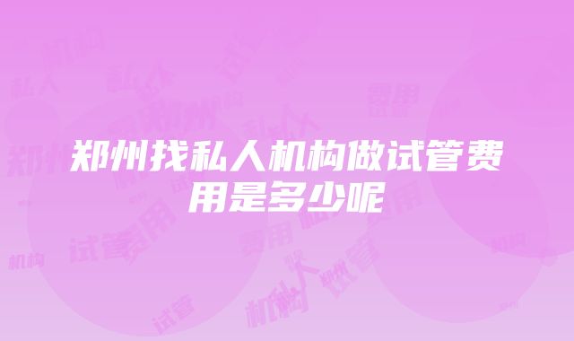 郑州找私人机构做试管费用是多少呢