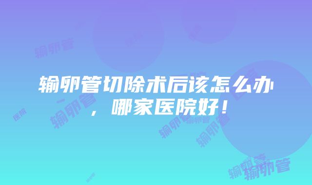 输卵管切除术后该怎么办，哪家医院好！