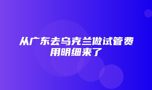 从广东去乌克兰做试管费用明细来了