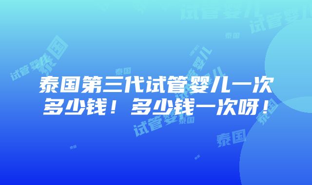 泰国第三代试管婴儿一次多少钱！多少钱一次呀！