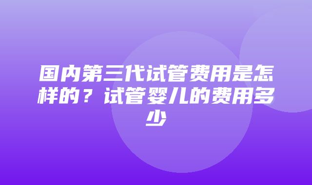 国内第三代试管费用是怎样的？试管婴儿的费用多少