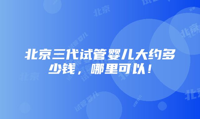 北京三代试管婴儿大约多少钱，哪里可以！