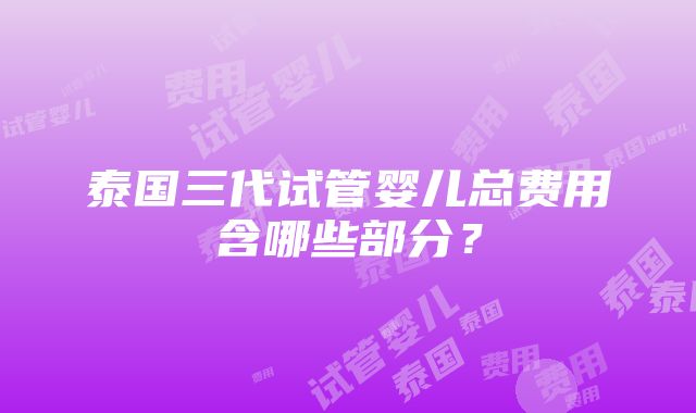 泰国三代试管婴儿总费用含哪些部分？