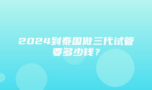 2024到泰国做三代试管要多少钱？