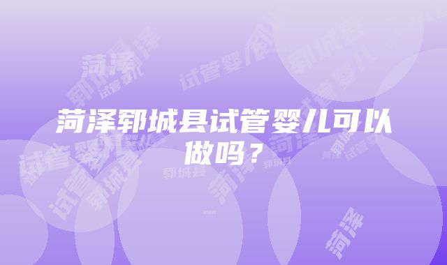 菏泽郓城县试管婴儿可以做吗？