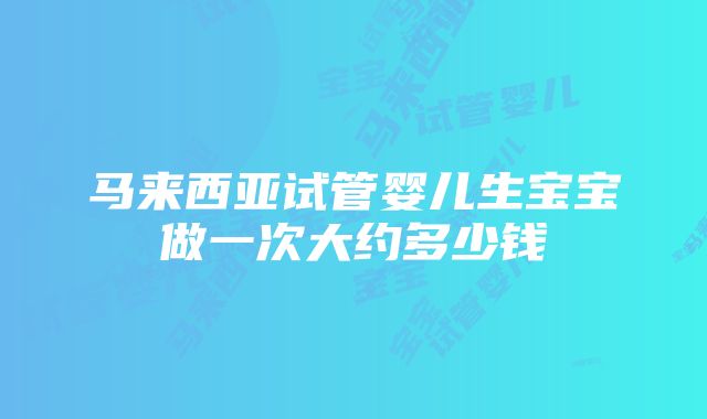 马来西亚试管婴儿生宝宝做一次大约多少钱