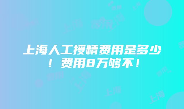 上海人工授精费用是多少！费用8万够不！