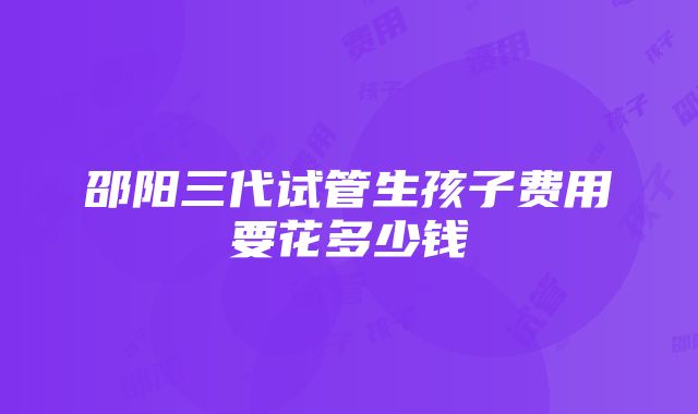 邵阳三代试管生孩子费用要花多少钱