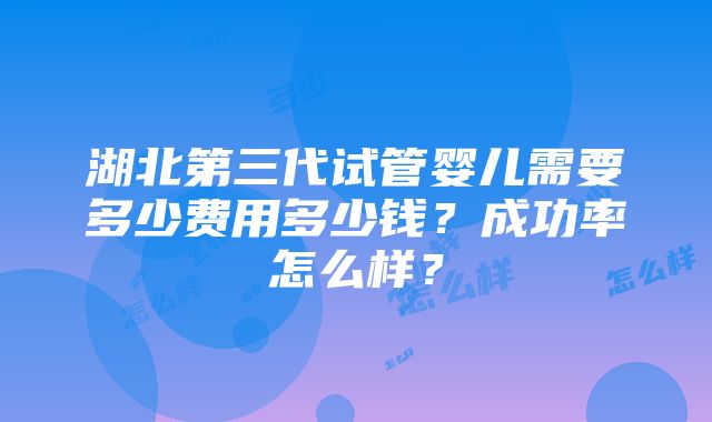 湖北第三代试管婴儿需要多少费用多少钱？成功率怎么样？