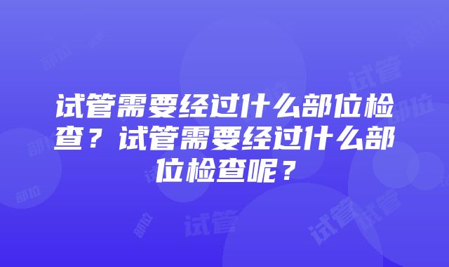 试管需要经过什么部位检查？试管需要经过什么部位检查呢？