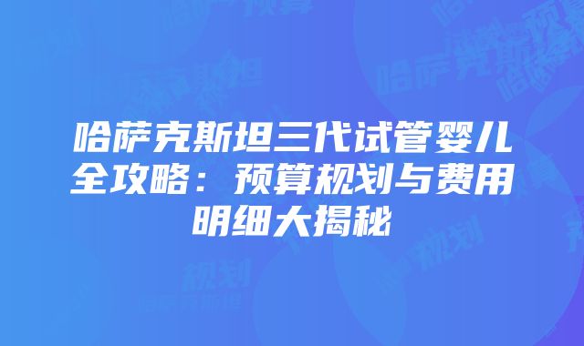 哈萨克斯坦三代试管婴儿全攻略：预算规划与费用明细大揭秘