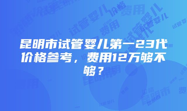 昆明市试管婴儿第一23代价格参考，费用12万够不够？