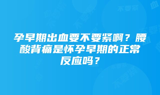 孕早期出血要不要紧啊？腰酸背痛是怀孕早期的正常反应吗？