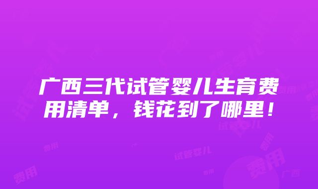 广西三代试管婴儿生育费用清单，钱花到了哪里！