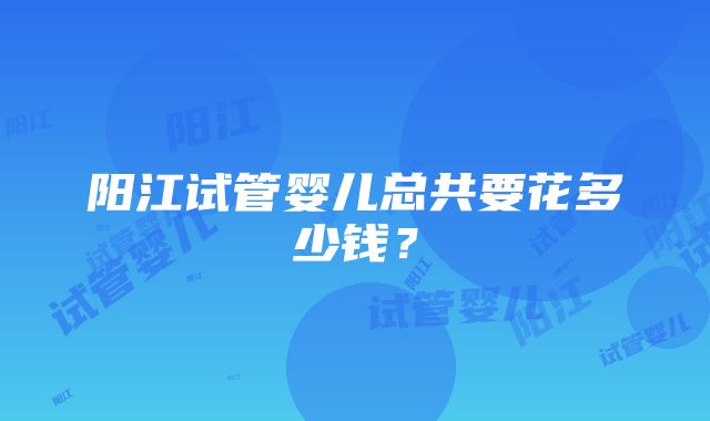 阳江试管婴儿总共要花多少钱？