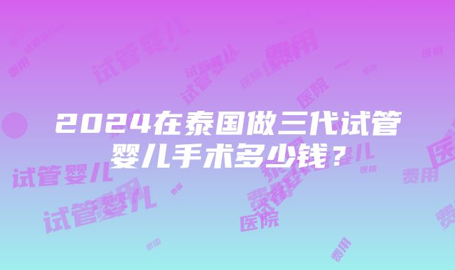 2024在泰国做三代试管婴儿手术多少钱？