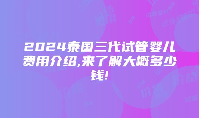 2024泰国三代试管婴儿费用介绍,来了解大概多少钱!