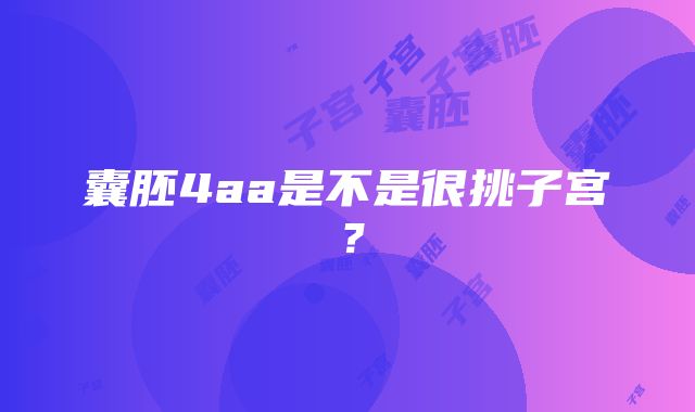 囊胚4aa是不是很挑子宫？