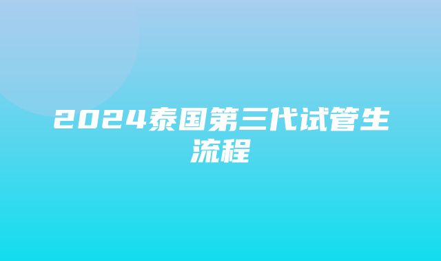 2024泰国第三代试管生流程