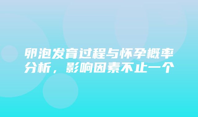 卵泡发育过程与怀孕概率分析，影响因素不止一个