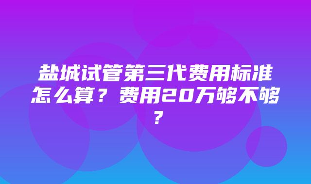 盐城试管第三代费用标准怎么算？费用20万够不够？