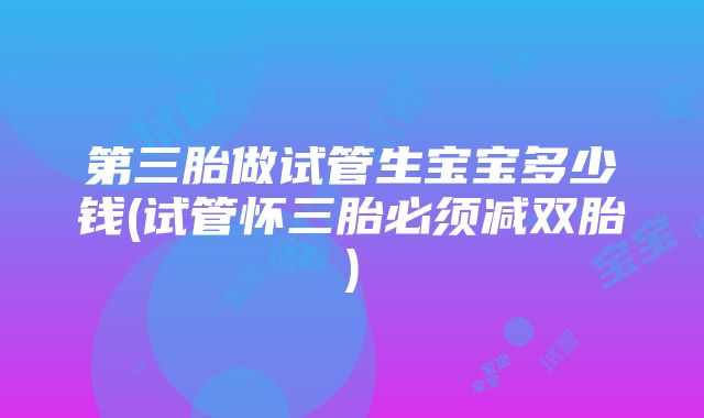 第三胎做试管生宝宝多少钱(试管怀三胎必须减双胎)