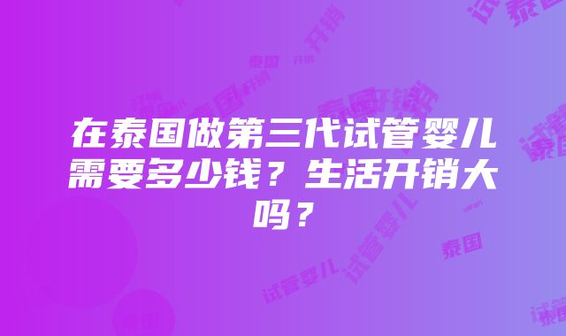 在泰国做第三代试管婴儿需要多少钱？生活开销大吗？