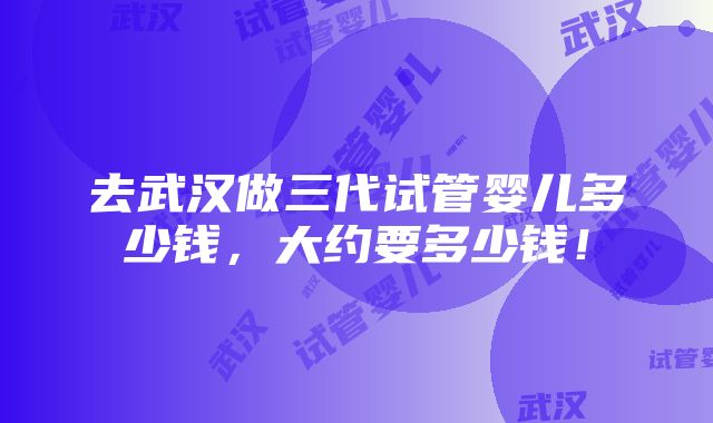 去武汉做三代试管婴儿多少钱，大约要多少钱！