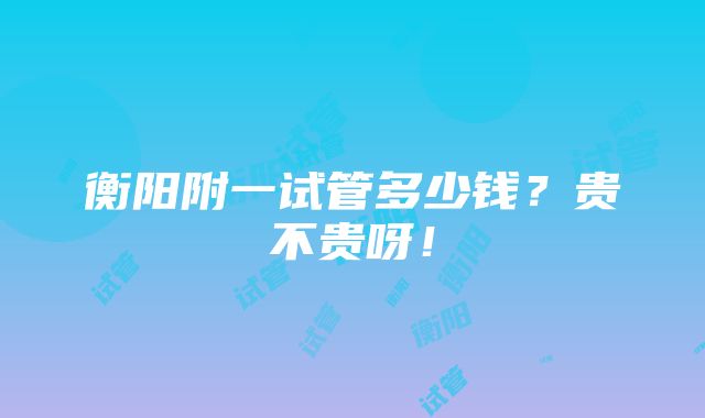 衡阳附一试管多少钱？贵不贵呀！