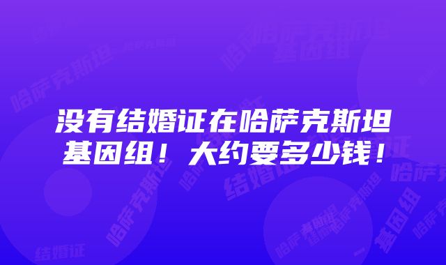 没有结婚证在哈萨克斯坦基因组！大约要多少钱！