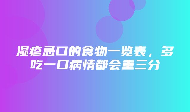 湿疹忌口的食物一览表，多吃一口病情都会重三分