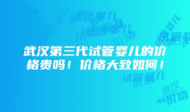 武汉第三代试管婴儿的价格贵吗！价格大致如何！