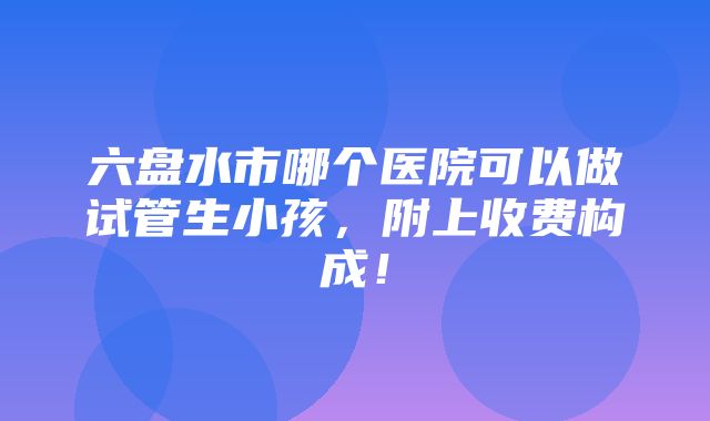 六盘水市哪个医院可以做试管生小孩，附上收费构成！