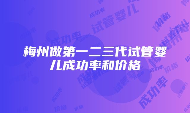 梅州做第一二三代试管婴儿成功率和价格