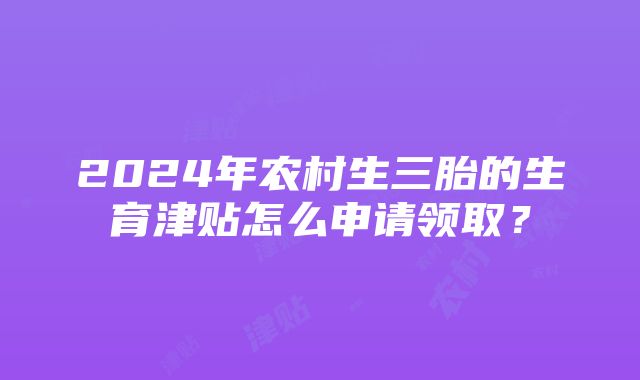 2024年农村生三胎的生育津贴怎么申请领取？