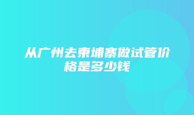 从广州去柬埔寨做试管价格是多少钱