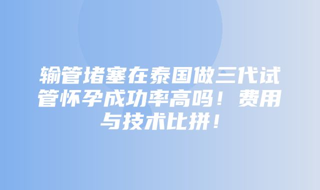 输管堵塞在泰国做三代试管怀孕成功率高吗！费用与技术比拼！