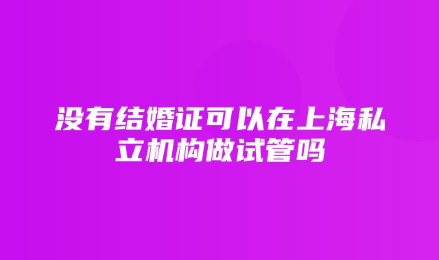 没有结婚证可以在上海私立机构做试管吗