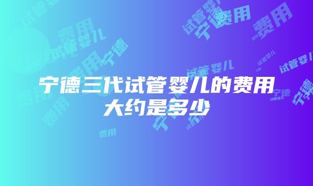 宁德三代试管婴儿的费用大约是多少