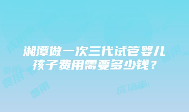 湘潭做一次三代试管婴儿孩子费用需要多少钱？