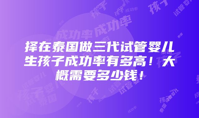 择在泰国做三代试管婴儿生孩子成功率有多高！大概需要多少钱！