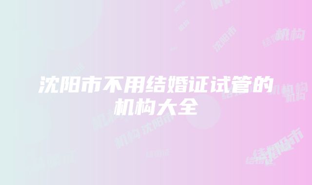 沈阳市不用结婚证试管的机构大全